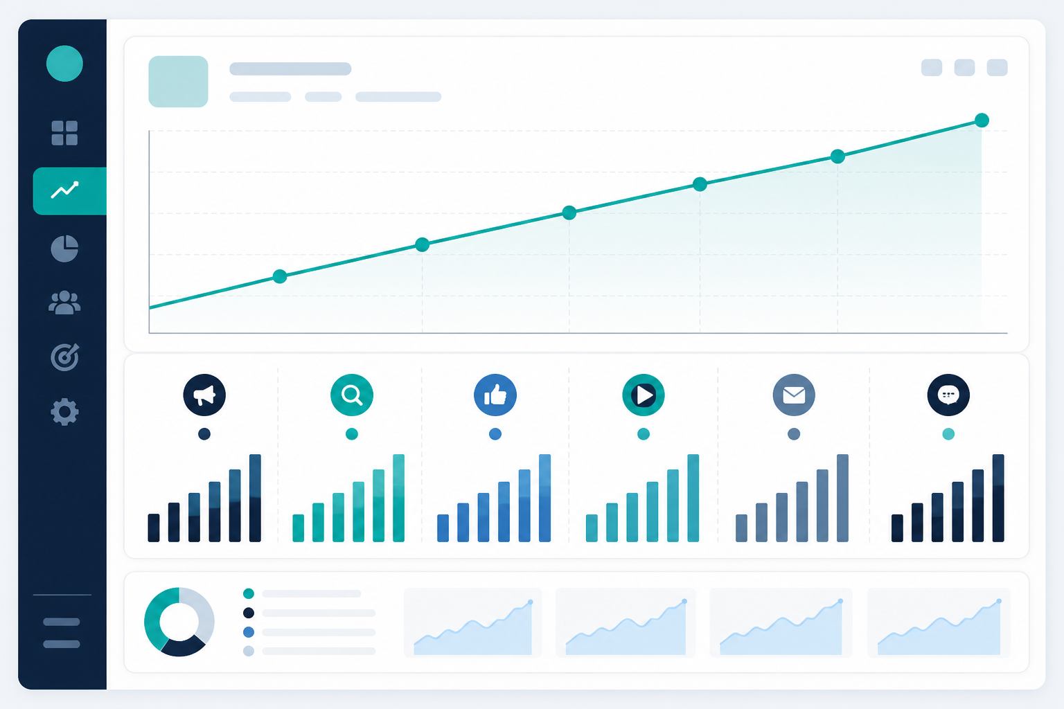 Chart: A clean line chart or bar graph showing week-over-week ad volume increases for a hypothetical competitor across multiple platforms, styled as a dashboard widget with teal and navy accents for 5 Questions Every CMO Should Ask About Competitor Ad Strategy