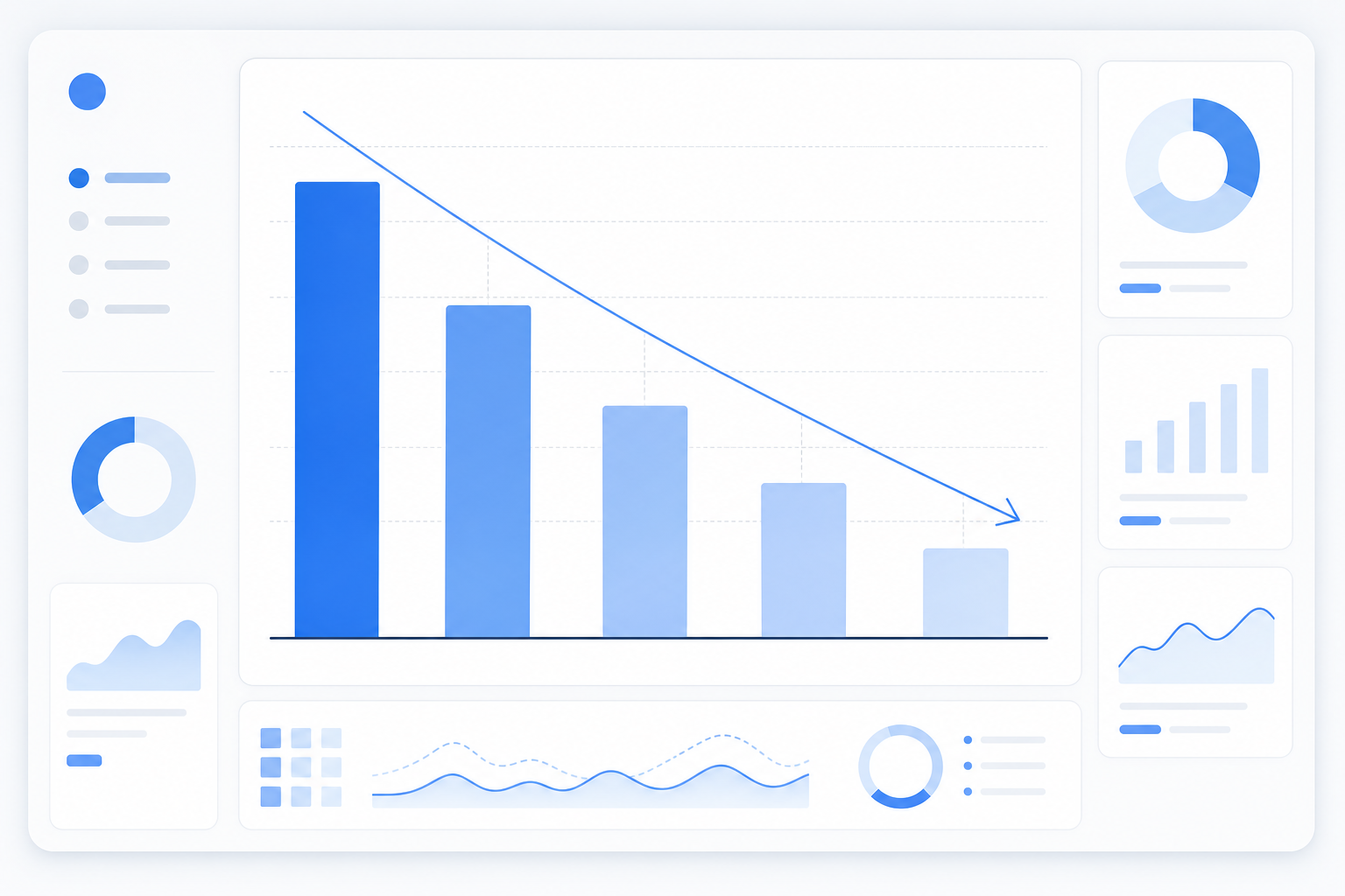 Chart: A simple before-and-after bar chart showing an ad set shrinking from 18 creatives to 3 creatives over four weeks, clean minimalist dashboard style in blue and grey tones for 5 Signs a Competitor's Ad Campaign Is About to Get Killed