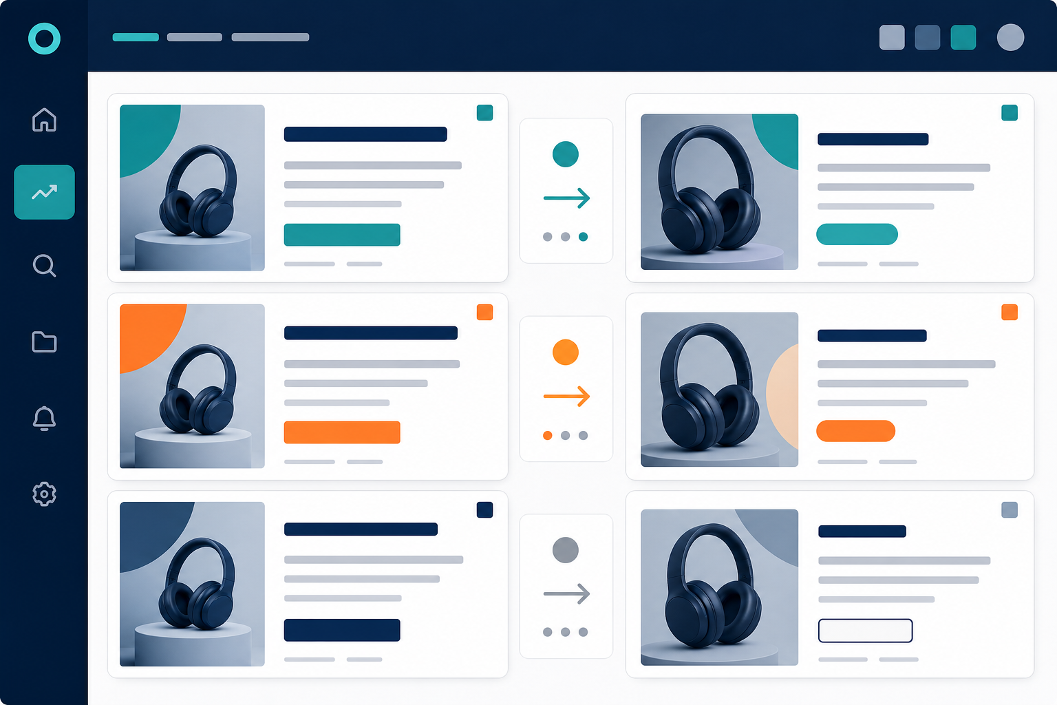 Comparison: A side-by-side comparison mockup of the same ad image with three different headline and CTA variations stacked vertically, styled like a competitive ad tracking dashboard diff view for 5 Signs a Competitor's Ad Campaign Is About to Get Killed