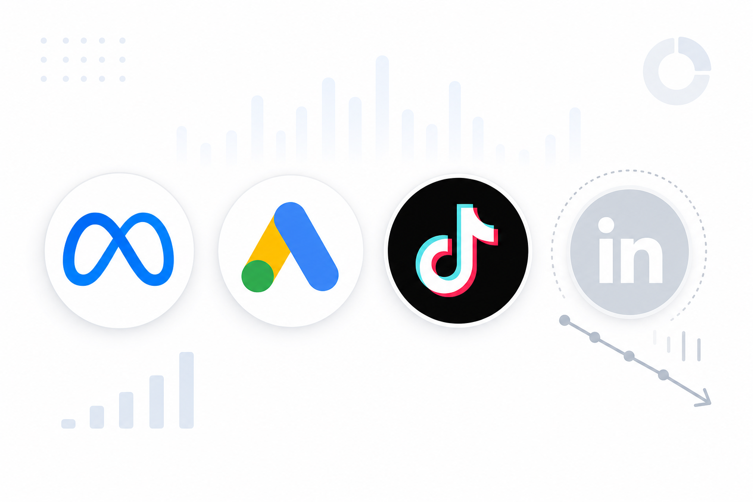 Infographic: An infographic showing four platform icons (Meta, Google Ads, TikTok, LinkedIn) with one icon fading to grey and the others remaining bold and colorful, representing a sudden drop-off on a single channel for 5 Signs a Competitor's Ad Campaign Is About to Get Killed