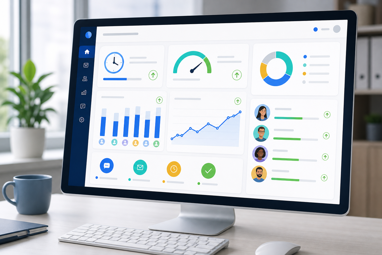 Illustration: Mockup of a help desk software dashboard showing team performance metrics like average response time and resolved tickets per agent for 5 Signs Your Support Team Has Outgrown Email-Only Support