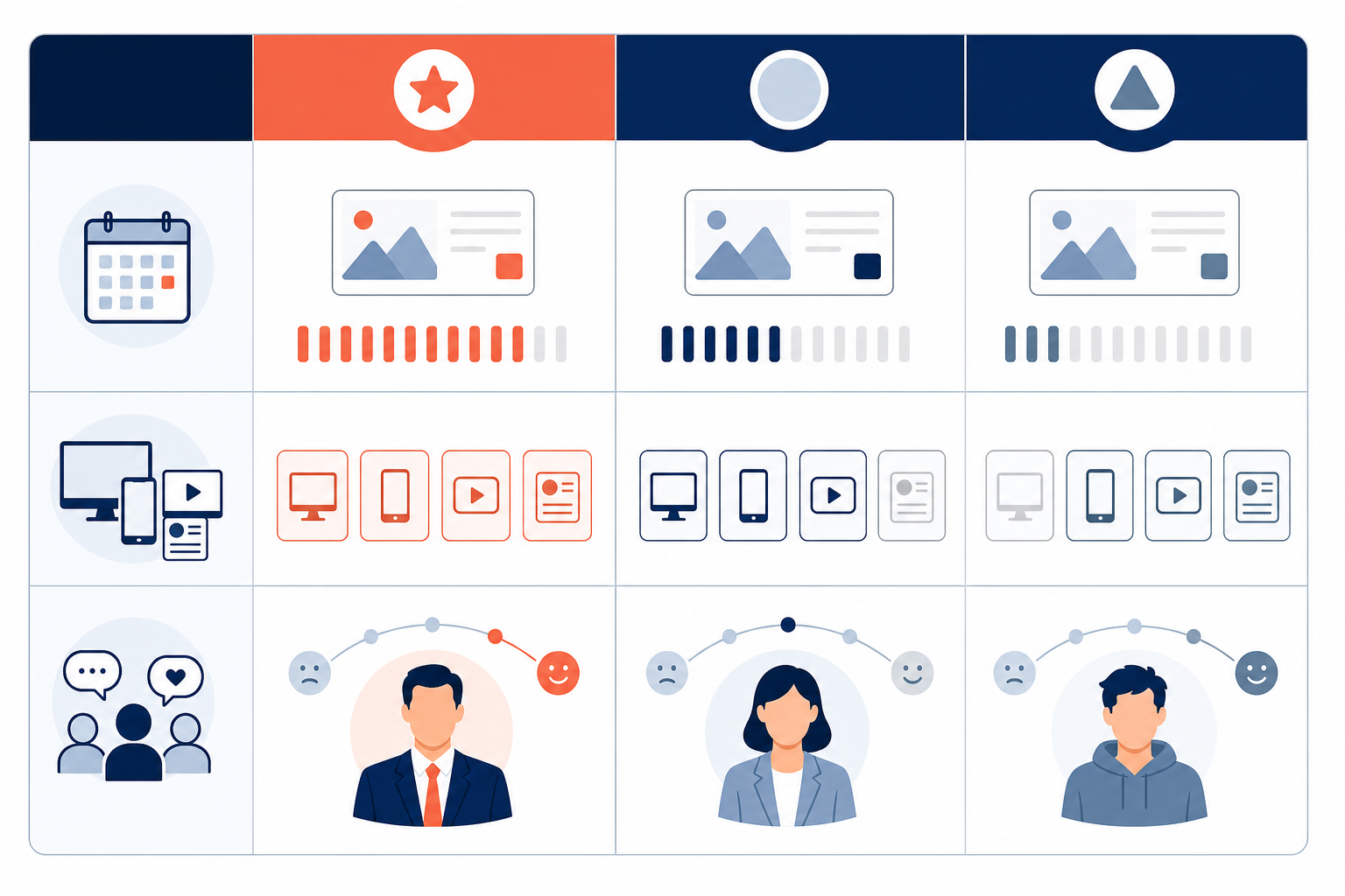 Comparison: A simple comparison table graphic showing 'Client' vs 'Competitor A' vs 'Competitor B' across ad frequency, platforms used, and messaging tone for 7 Ways Ad Monitoring Helps Agencies Win More Client Pitches