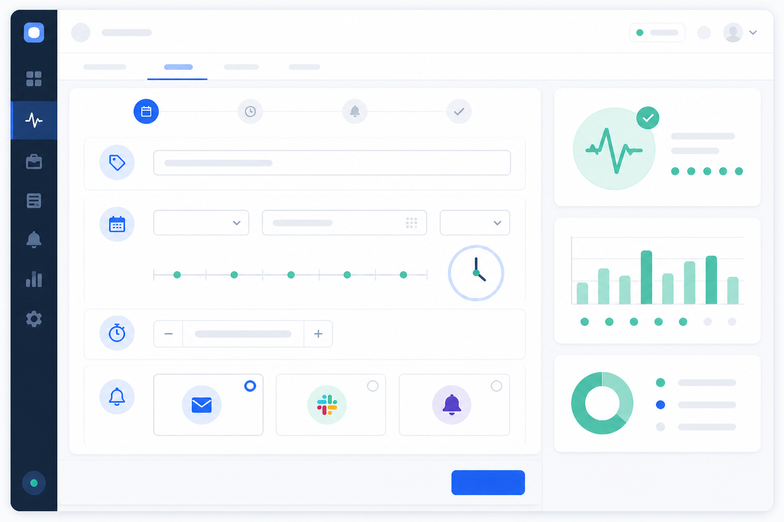 Illustration: A screenshot-style mockup of a monitoring dashboard interface showing a cron/heartbeat monitor being created, with fields for schedule, grace period, and alert channels for A Complete Guide to Monitoring Cron Jobs and Background Workers