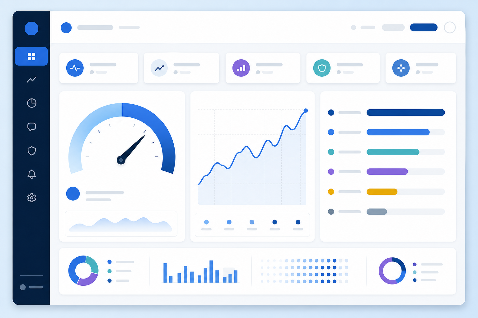 Chart: A mockup of a client reporting dashboard showing a 0-100 visibility score gauge, a trend line over 12 weeks, and a competitor share-of-voice bar chart, professional SaaS dashboard style in blue and grey tones for A Guide to Managing Client Brand Reputation in AI Search