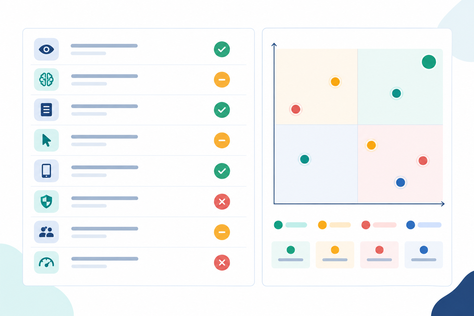 Chart: Audit scorecard chart showing pass, partial and fail results across eight check categories for a sample SaaS site, with a priority ranking of fixes by impact and effort for A Technical Guide to AI Legibility Audits for SaaS Sites