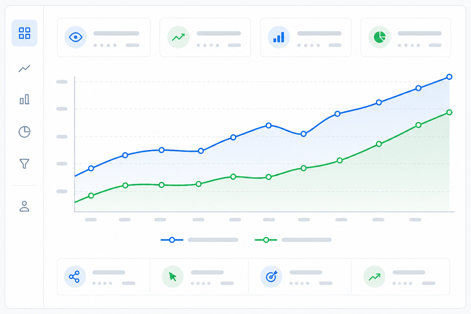 Chart: A dashboard mockup comparing two overlaid line charts, one showing AI visibility score over time and one showing organic web traffic over time, with a shared timeline axis for Adding AI Visibility Metrics to Your Marketing Dashboard