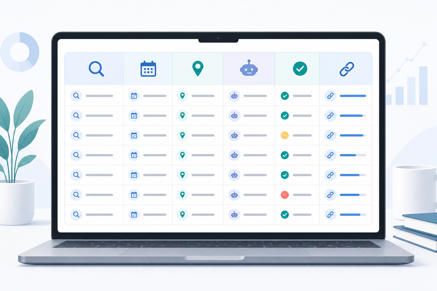 Illustration: A simple spreadsheet template showing columns for query, date, location, platform, citation result, and source URL used to track AI legibility improvements over time for AI Legibility Checklist: Is Your Site Readable by AI?