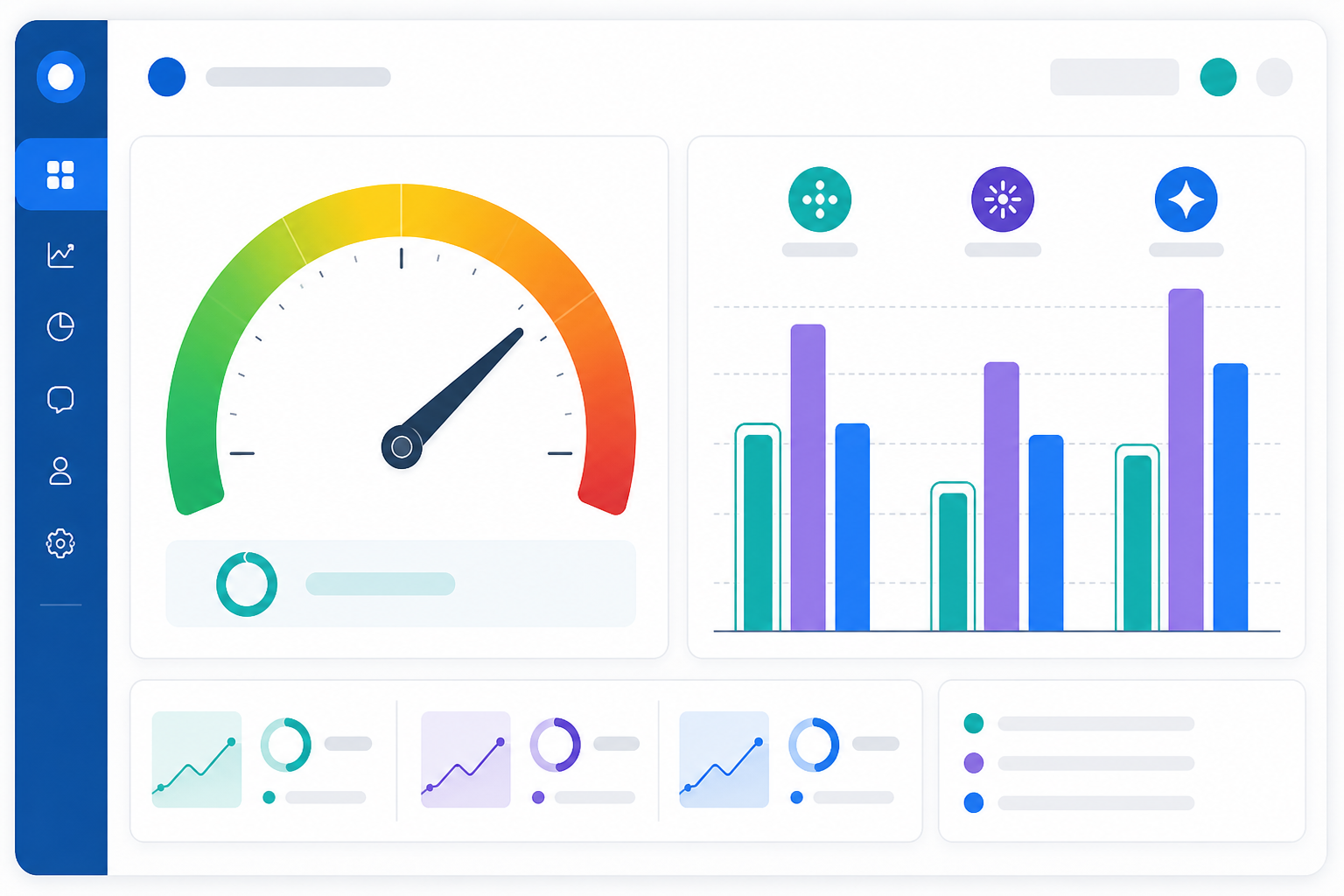 Chart: Dashboard-style mockup showing a visibility score gauge from 0 to 100 alongside a small bar chart comparing share of voice between a small business and two competitors across ChatGPT, Gemini, and Perplexity for AI SEO for Small Business: Getting Found by ChatGPT