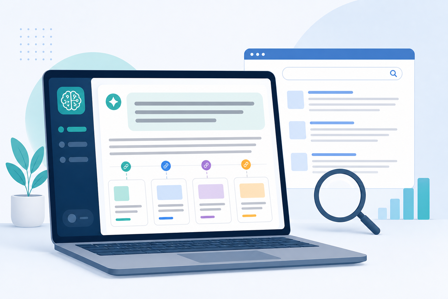 Illustration: Example AI chat interface showing a direct-answer response with source citations highlighted for AI SEO vs Traditional SEO: What Small Businesses Should Know