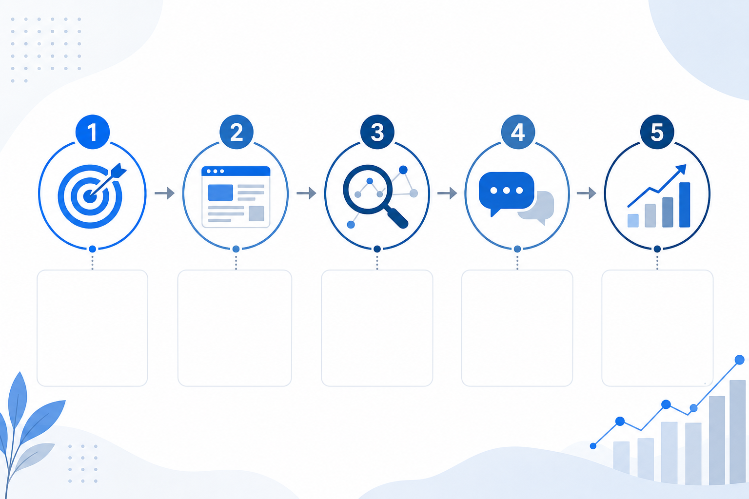 Infographic: A five-step infographic showing the AI visibility getting-started checklist — numbered circular icons style, blue and grey tones for AI Visibility 101: Why Solo Founders Can't Ignore ChatGPT