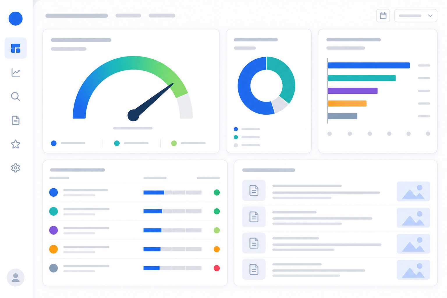 Chart: A dashboard mockup screenshot showing a visibility score gauge from 0 to 100, alongside smaller panels for query coverage percentage, share of voice bar chart, and a list of recently cited pages with competitor comparison, clean SaaS dashboard UI design for Building a Content Strategy Optimized for AI Citations