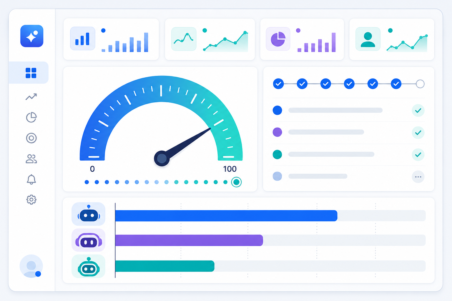 Chart: A dashboard screenshot mockup showing a 0-100 AI visibility score gauge, a weekly digest summary, and a competitor share-of-voice bar chart across ChatGPT, Perplexity, and Gemini, styled like a modern SaaS analytics interface for ChatGPT vs Perplexity vs Gemini: A Guide for Agencies