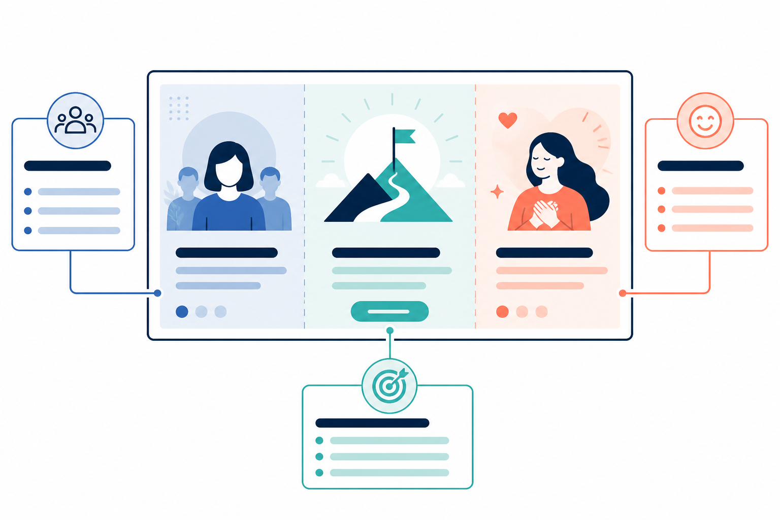 Diagram: A single ad headline broken into three highlighted zones: 'Who it's for', 'What pain/outcome', 'Emotional tone'—annotated diagram style with callout arrows, flat design for Competitor Positioning 101: What Their Ads Really Reveal
