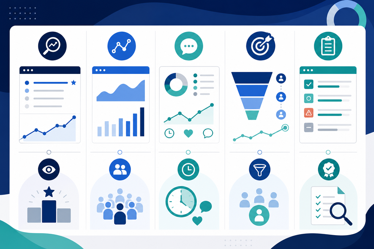 Comparison: A side-by-side comparison table graphic showing different content performance tools and what each one measures best for Content Quality Metrics That Actually Matter for Agencies