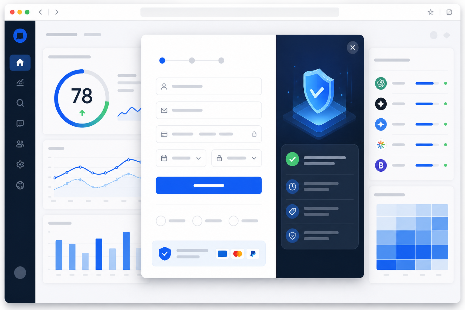 Illustration: style mockup of a SaaS trial signup screen showing a 7-day trial for £1 with a visibility score dashboard preview behind it for Do You Need an AI Visibility Tool? A Founder's Decision Guide