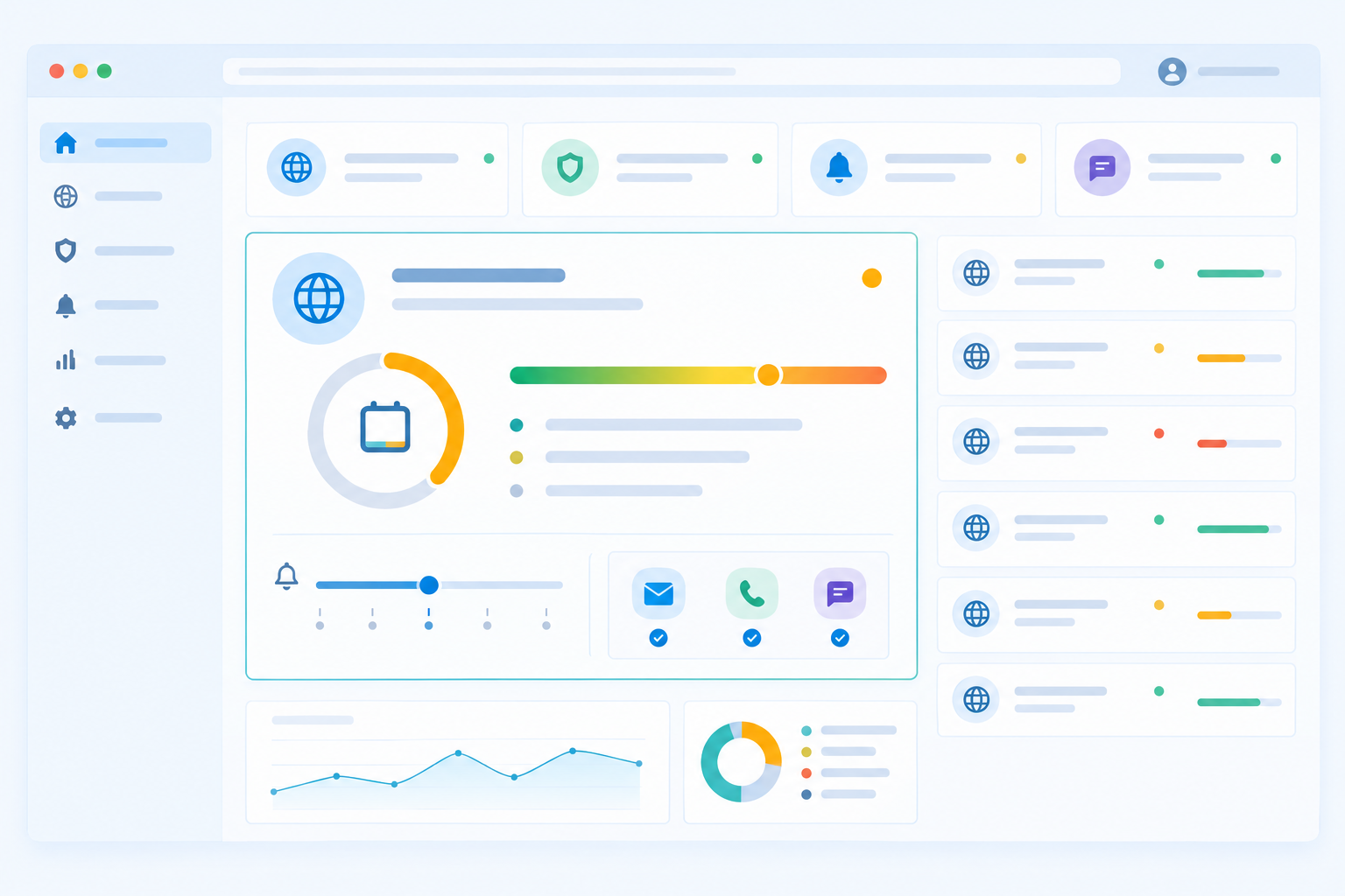 Illustration: Annotated screenshot-style mockup of a monitoring dashboard showing a domain expiration monitor with days remaining, alert threshold settings and notification channel selectors for Domain Expiration Monitoring: How to Avoid Losing Your Domain