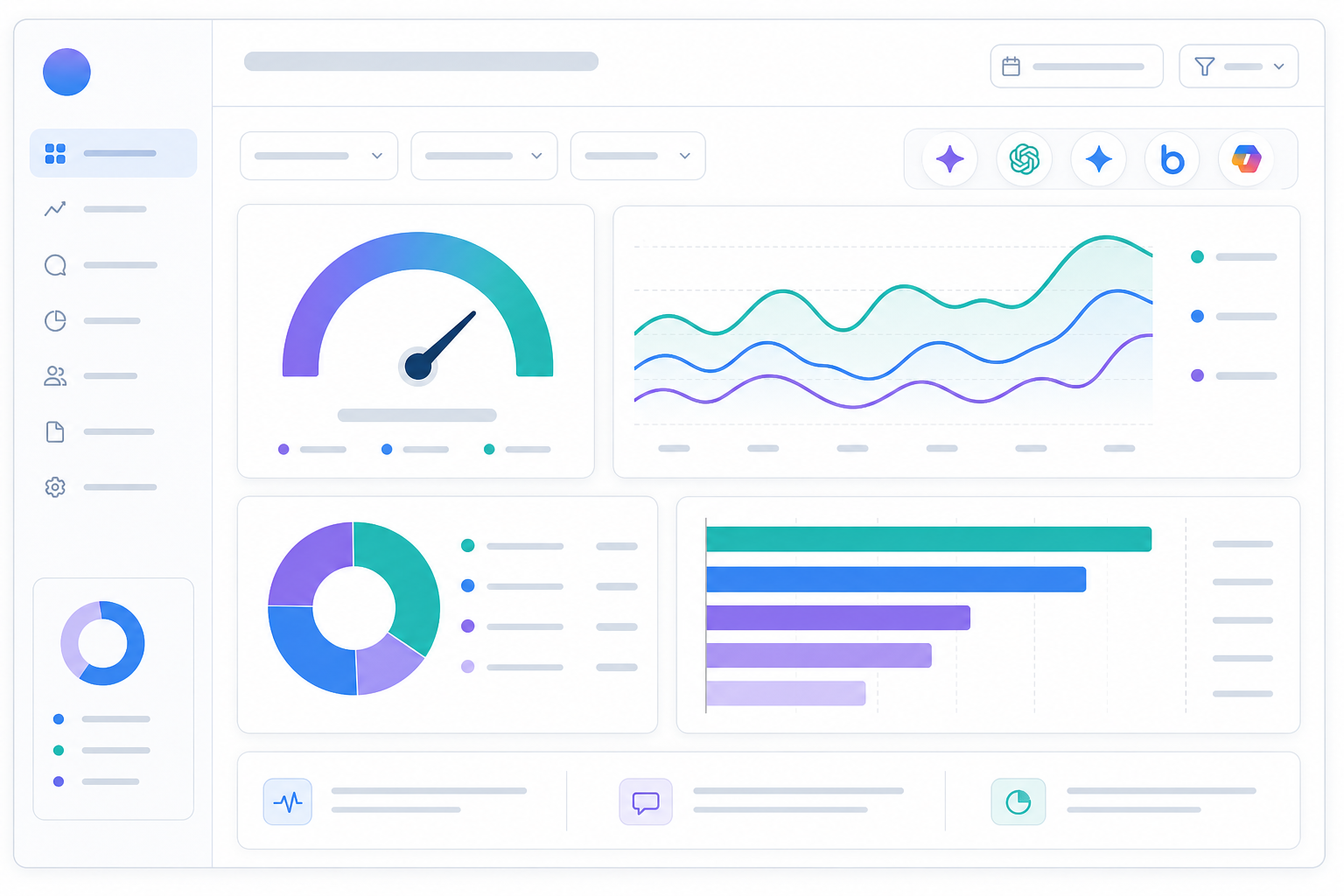 Chart: A sample agency report mockup showing a client dashboard with a visibility score gauge (0-100), a sentiment trend line chart, and a competitor share-of-voice bar chart, styled as a clean SaaS reporting interface for How Agencies Can Monitor Client Brand Mentions Across AI