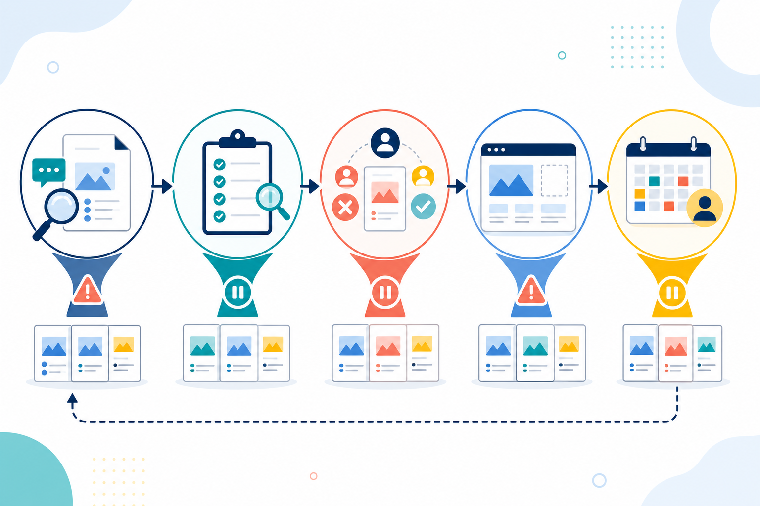 Infographic: Infographic showing the five most common bottlenecks in multi-client content production: research and briefing, quality assurance, client approvals, CMS formatting, and calendar ownership for How Digital Agencies Manage Content for Multiple Clients