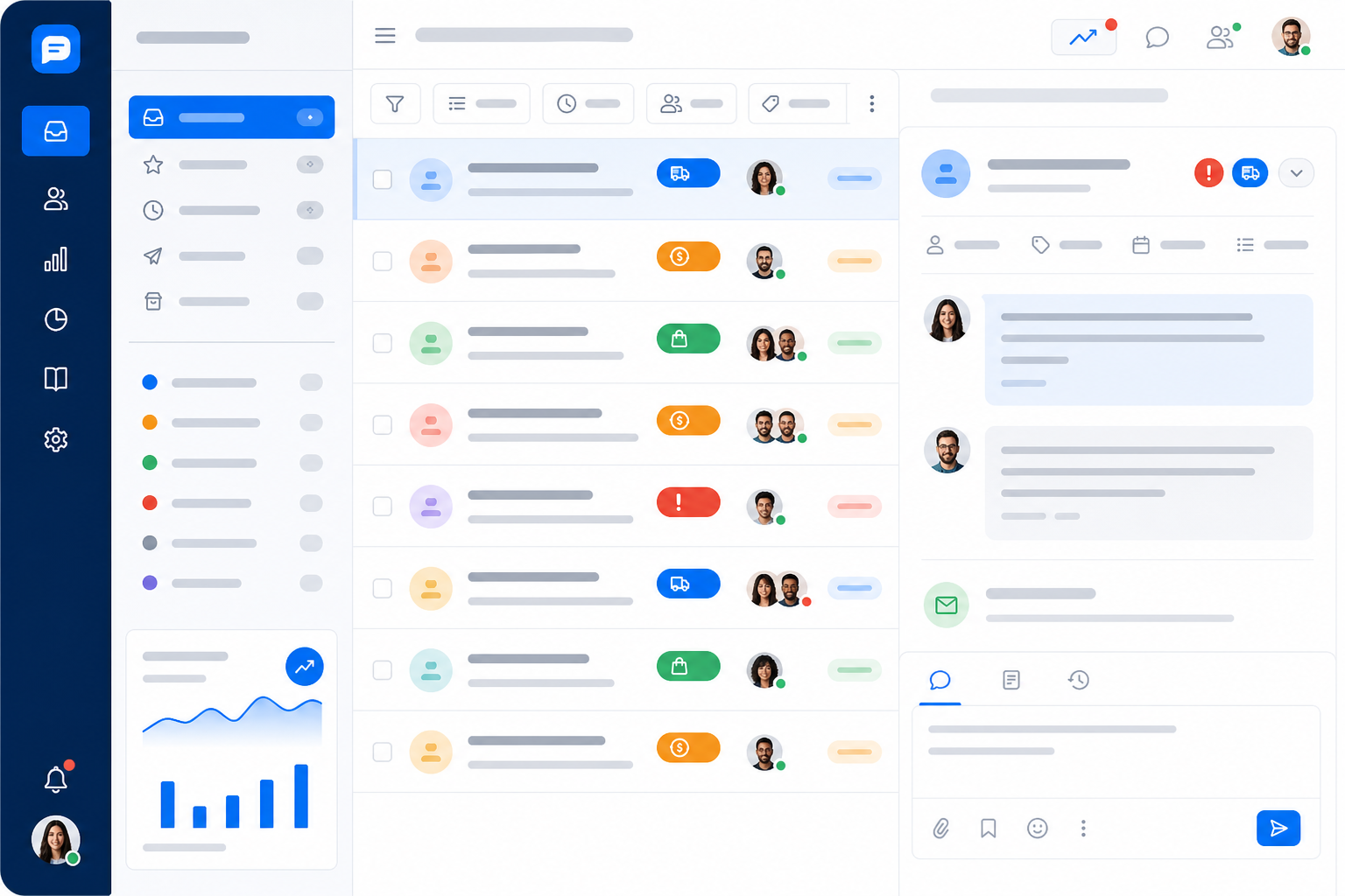 Illustration: style mockup of a shared inbox interface showing customer support tickets with colorful tags like 'Shipping Delay', 'Refund Request', 'Order Status', and 'Urgent for How E-commerce Brands Scale Support During Peak Season
