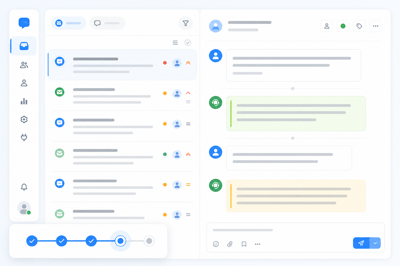 Illustration: A clean product screenshot of a shared inbox interface showing unified live chat, email tickets, and internal notes side-by-side, with a simple 5-minute setup checklist overlay. for How to Migrate From Zendesk Without Losing Momentum