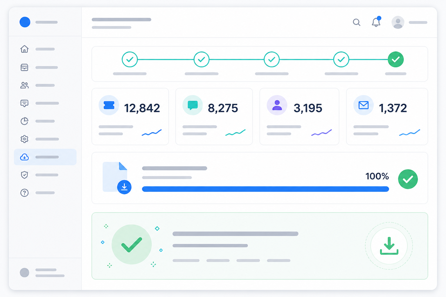 Illustration: A simple screenshot-style mockup showing a data export dashboard with ticket counts, progress bar, and a 'Download Complete' confirmation message, clean SaaS UI style. for How to Migrate From Zendesk Without Losing Momentum