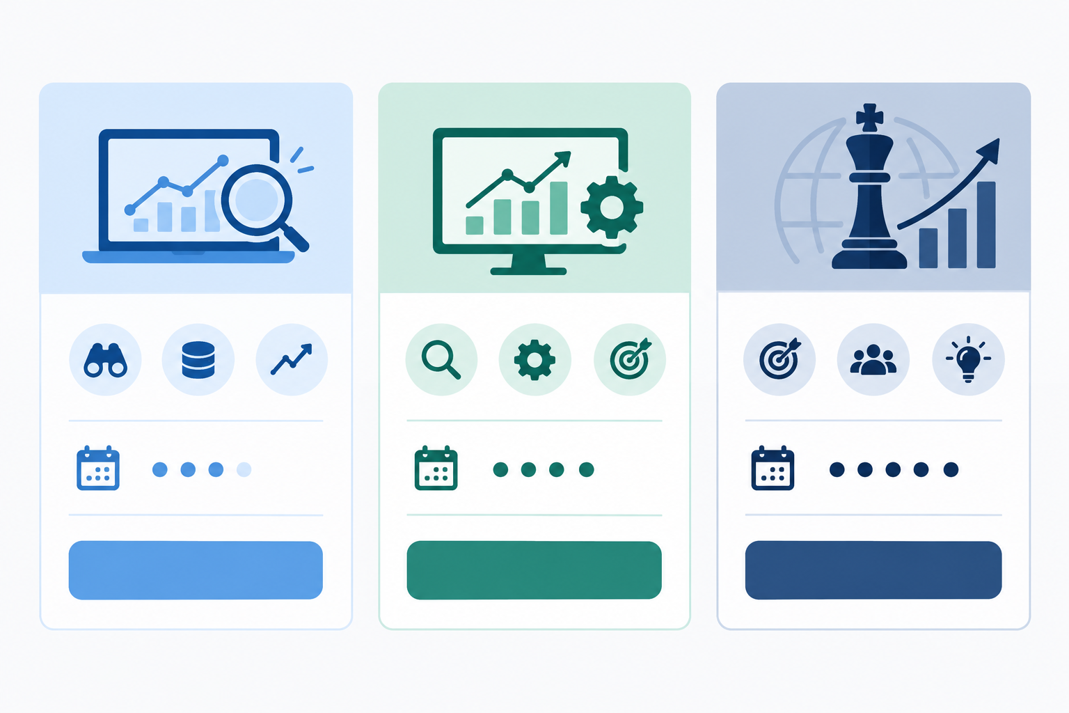 Chart: Three-column pricing tier chart (Monitor, Optimise, Lead) showing included deliverables, reporting cadence and illustrative monthly price placeholder in GBP for How to Pitch AI Visibility Monitoring as a New Client Service