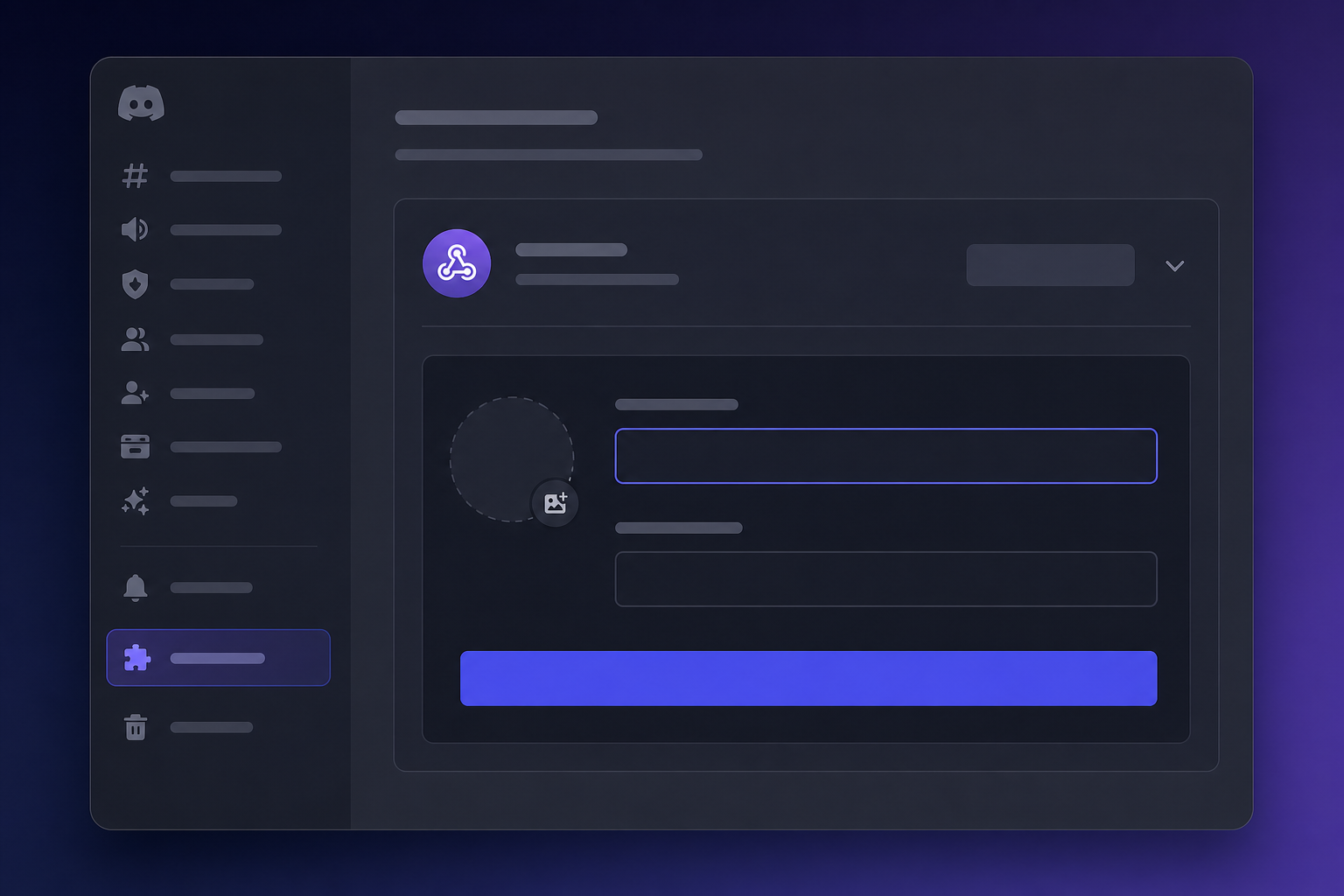 Illustration: style mockup of Discord channel settings showing the Integrations tab with a webhook creation panel, webhook URL field, and bot name/avatar customization options for How to Set Up Slack and Discord Alerts for Downtime Incidents