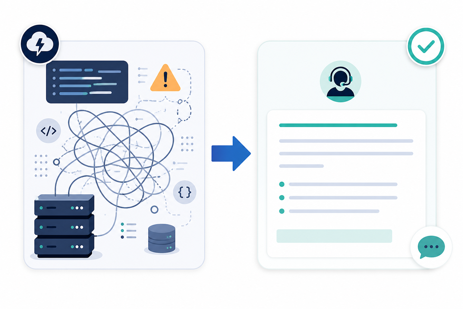 Comparison: A before-and-after comparison graphic showing a technical jargon-heavy sentence being simplified into plain customer-friendly language, with an arrow between the two versions for Incident Communication Templates Every SaaS Team Should Have