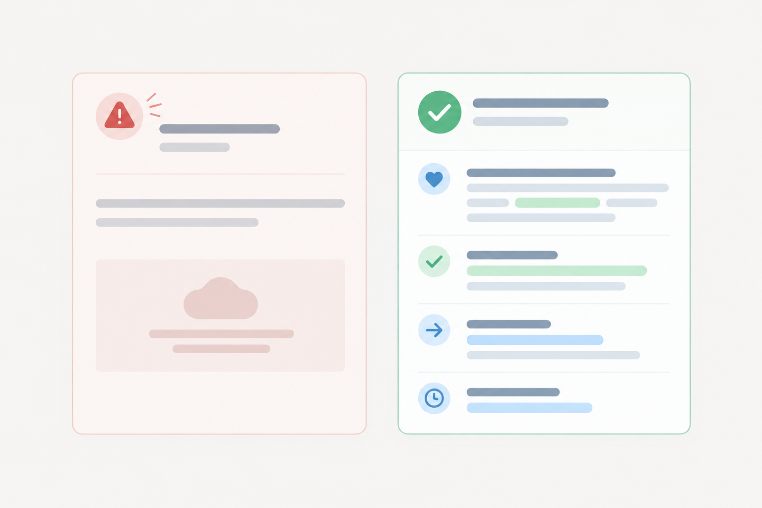 Comparison: Side-by-side comparison of a weak, vague incident update versus a strong, specific one, with highlighted phrases showing what makes the strong version calming and clear for Incident Communication Templates That Keep Customers Calm