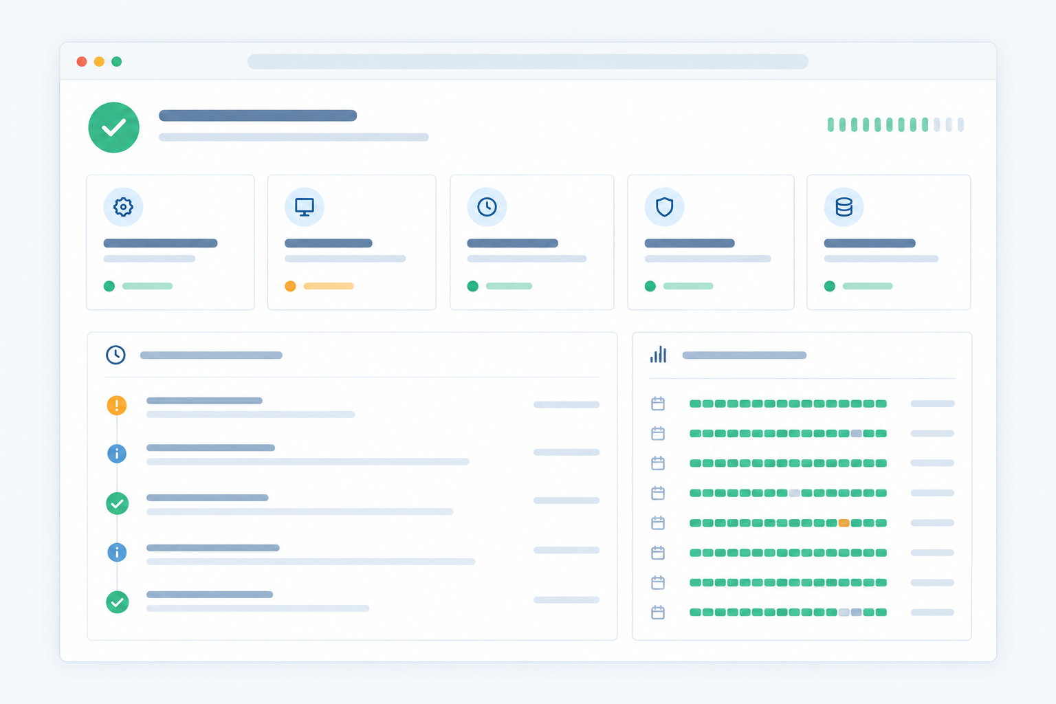 Timeline: style mockup of a branded public status page showing component groups (API, dashboard, cron jobs, SSL, DNS), a recent resolved incident with timeline updates, and uptime history bars for Incident Communication Templates That Keep Customers Calm