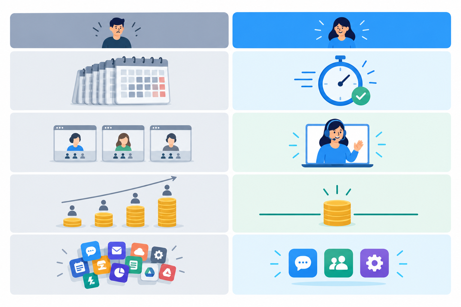 Comparison: A comparison table graphic contrasting per-seat help desk software with flat-rate unlimited-agent software across setup time, onboarding calls, cost of adding agents, and number of tools to learn for Onboarding New Support Agents in Minutes, Not Days