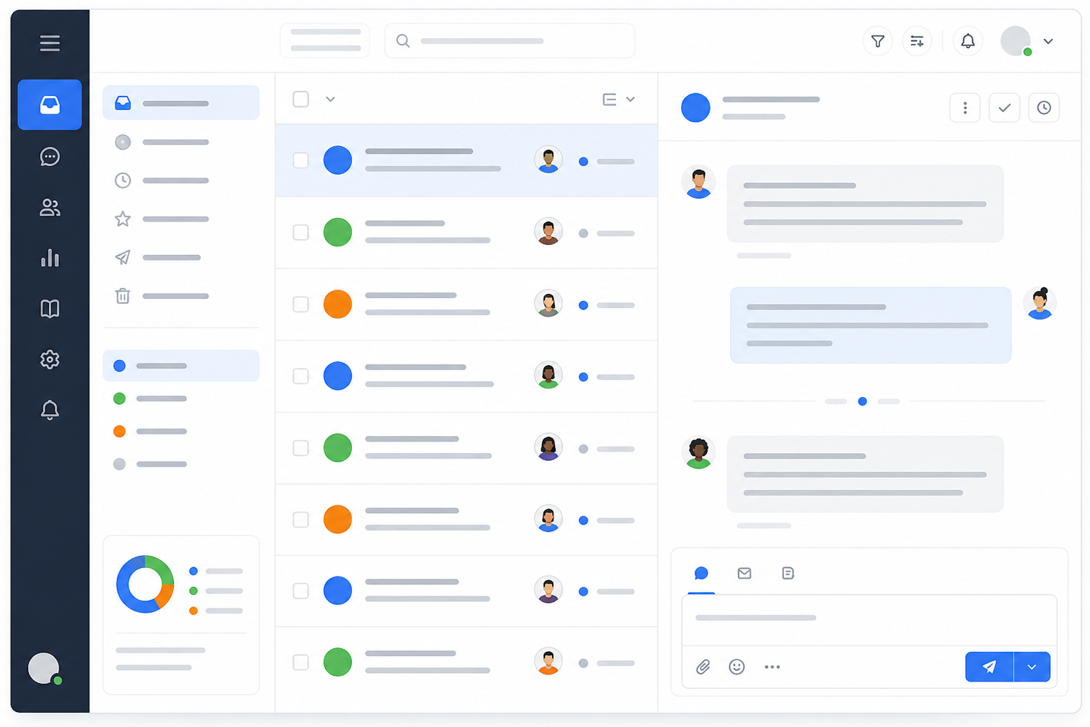 Illustration: A screenshot-style mockup of a shared inbox interface showing conversation list with colored brand tags (Brand A in blue, Brand B in green, Brand C in orange) next to each ticket for Running Support for Multiple Brands From One Shared Inbox