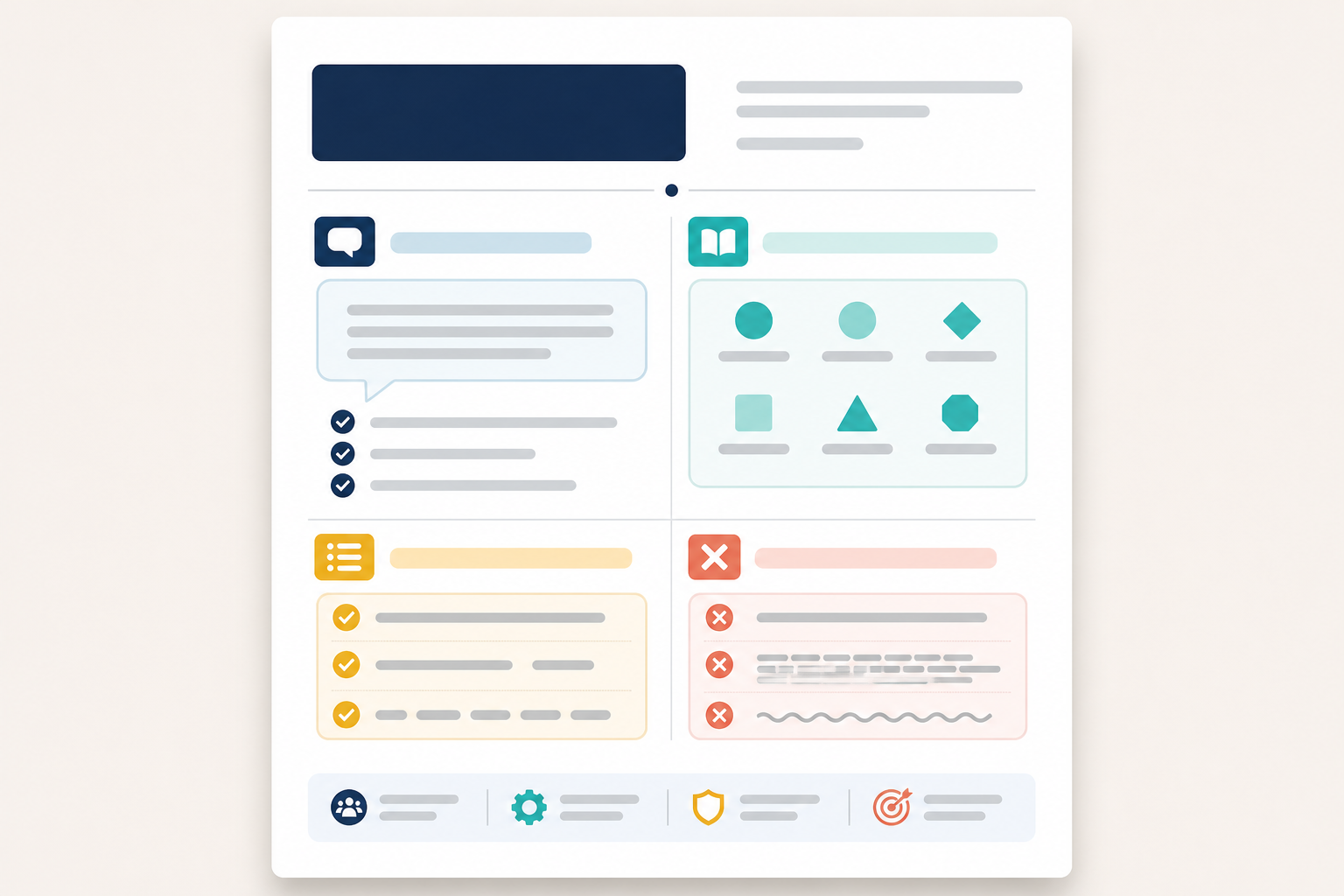 Infographic: A simple one-page brand voice reference sheet template showing sections for tone, vocabulary, sentence style, and things to avoid, clean infographic style. Alt text: "One-page brand voice reference sheet template with tone, vocabulary, sentence style, and avoid-list sections." Use this visual to show readers what a usable, single-page guide looks like versus a lengthy brand bible. for Scaling Content Production Without Losing Brand Voice