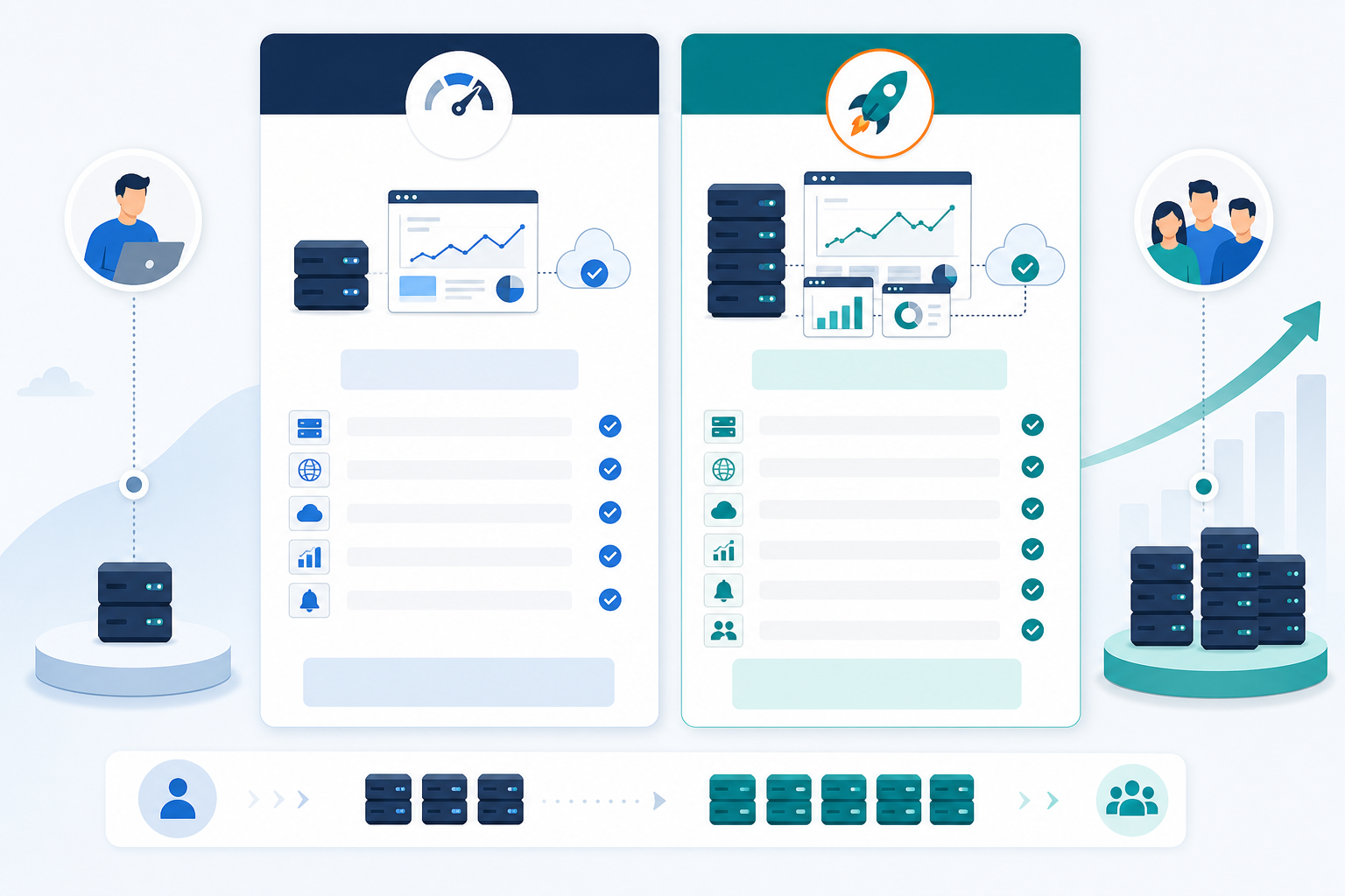 Comparison: A comparison table graphic showing Moonitor's Solo and Max plans side by side, highlighting monitor limits, pricing, and features relevant to growing agencies for Scaling Your Monitoring Strategy as Your Infrastructure Grows