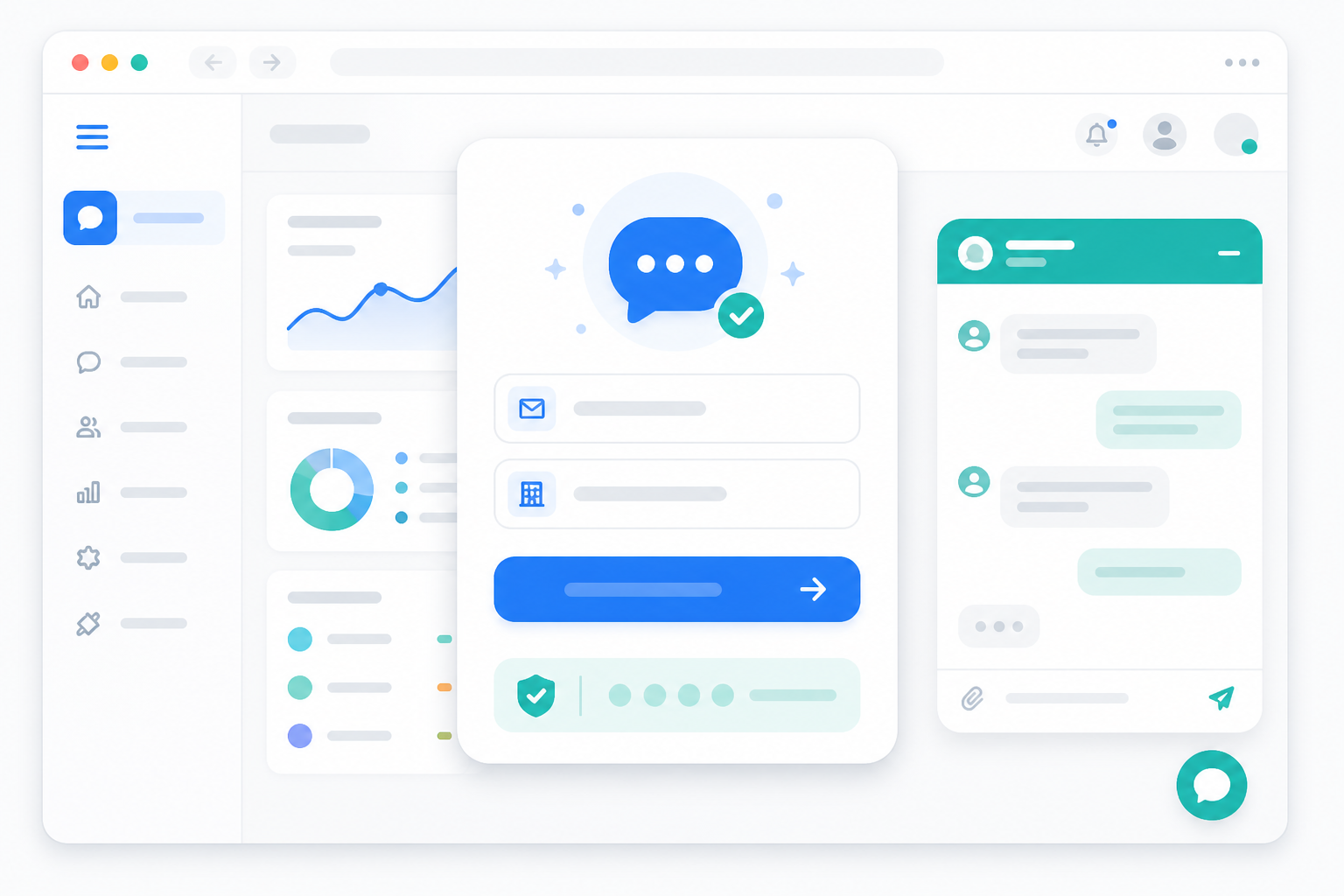 Illustration: style illustration of a simple sign-up form with fields for email and workspace name, a '7-day free trial, no credit card required' badge visible, clean SaaS dashboard aesthetic for Set Up a Live Chat Widget in Under 5 Minutes (No Code)