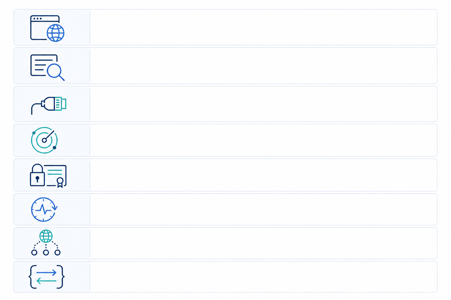 Comparison: A simple comparison table graphic showing eight monitor types: HTTP/S, keyword, port, ping, SSL, cron/heartbeat, DNS, with a short icon for each for Setting Up Website Monitoring in Under 5 Minutes: A Founder's Guide