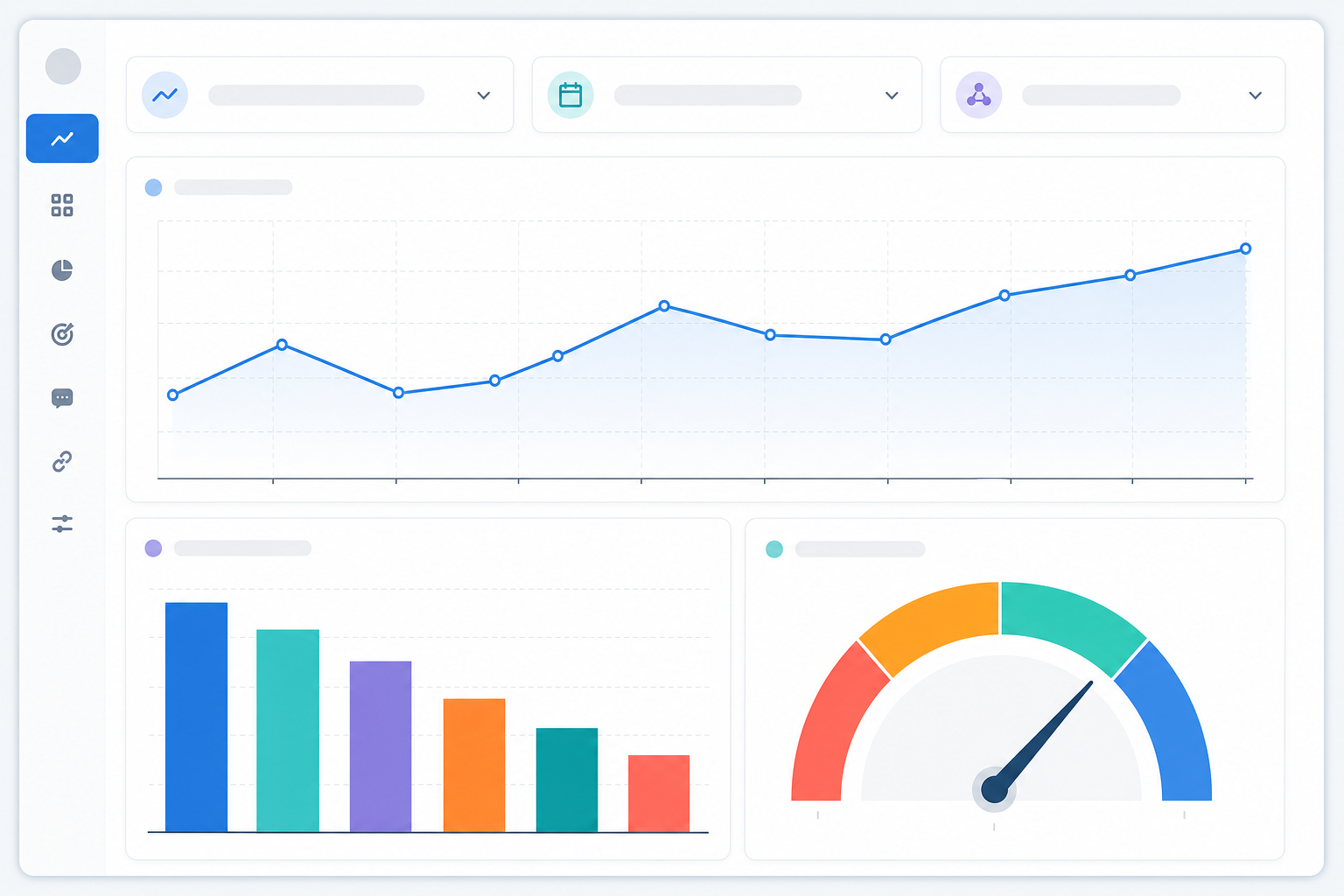Chart: A mockup of a marketing analytics dashboard screen showing a share-of-voice trend line over 12 weeks alongside a competitor comparison bar chart and a visibility score gauge from 0 to 100, annotated with the query count, date range, and number of runs per query used to produce the figures, styled as a realistic SaaS reporting interface. for Share of Voice in AI Answers: A New Marketing Metric
