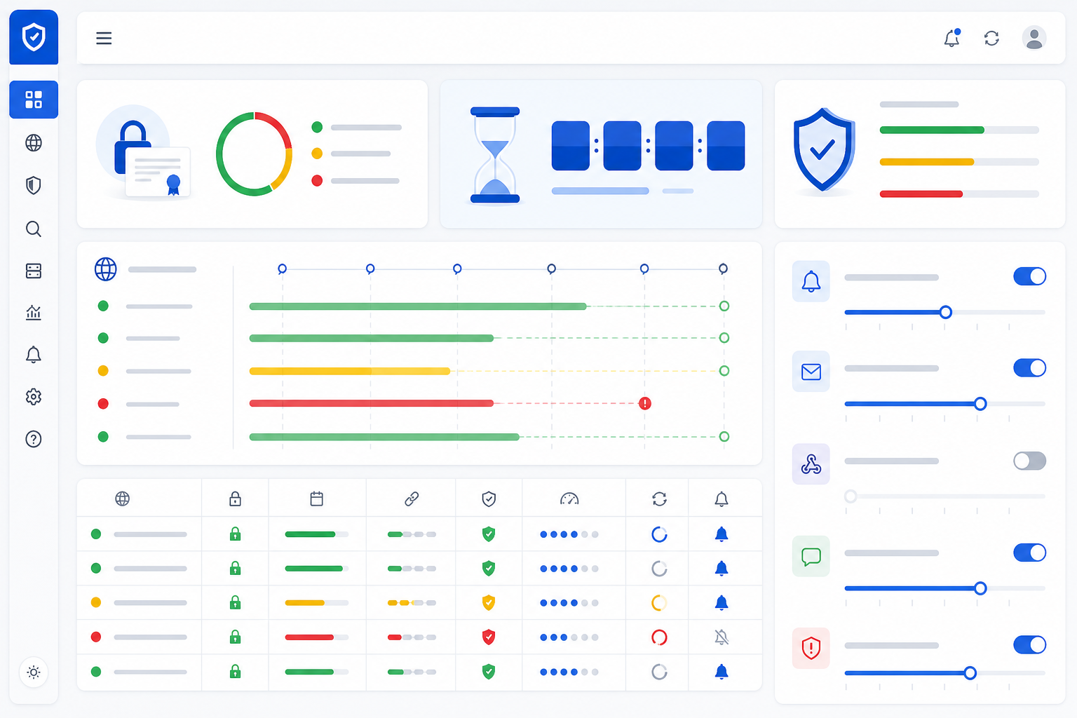 Illustration: A screenshot-style mockup of a monitoring dashboard showing SSL certificate status, expiration countdown, and alert settings in a clean interface with green and yellow status indicators for SSL vs TLS Explained: What Sysadmins Should Monitor