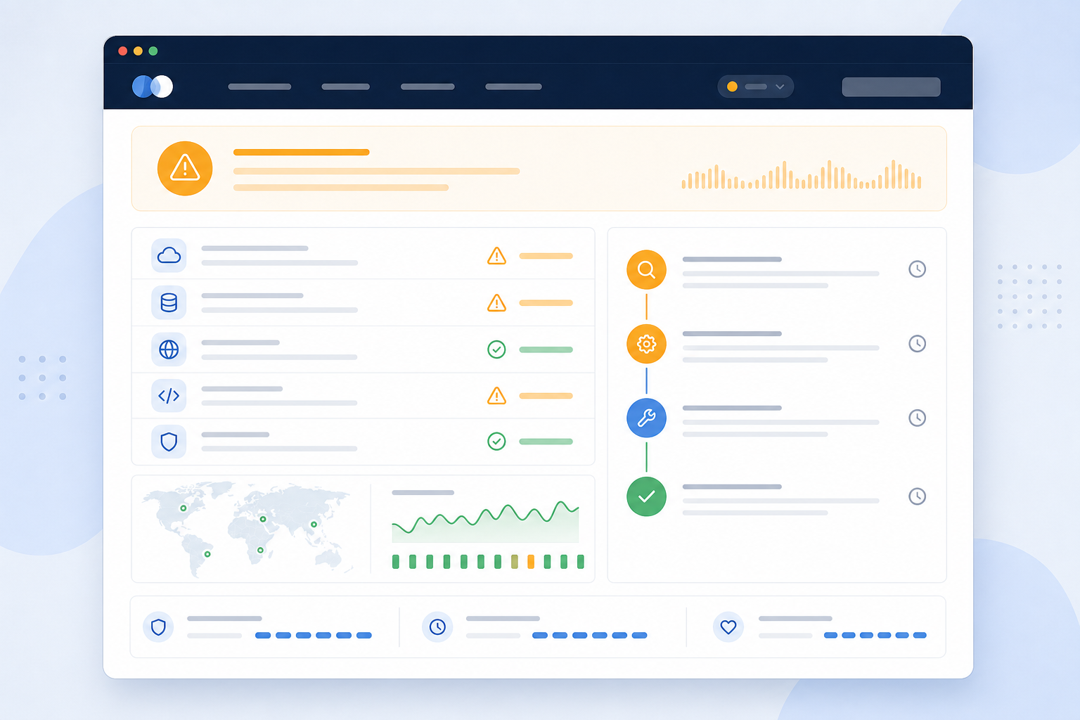 Illustration: A mockup of a branded public status page showing a service incident being communicated clearly with timestamps and resolution updates, clean minimal SaaS UI design for The True Cost of Downtime for SaaS Businesses in 2025