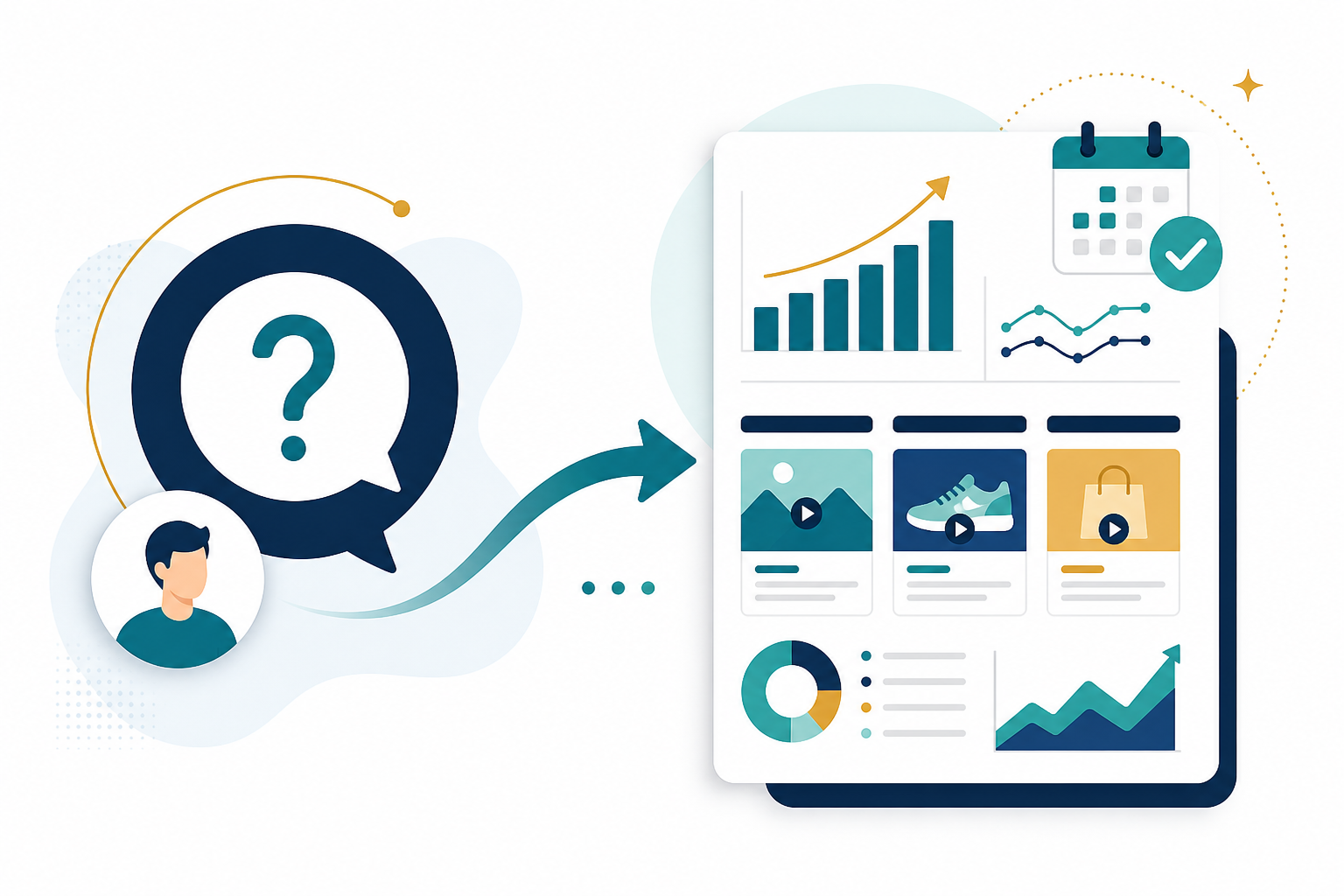 Infographic: Simple infographic showing a client question bubble 'What are our competitors doing?' connected to a branded weekly report icon, illustrating the service opportunity for Turn Competitor Ad Reports Into a New Agency Revenue Stream