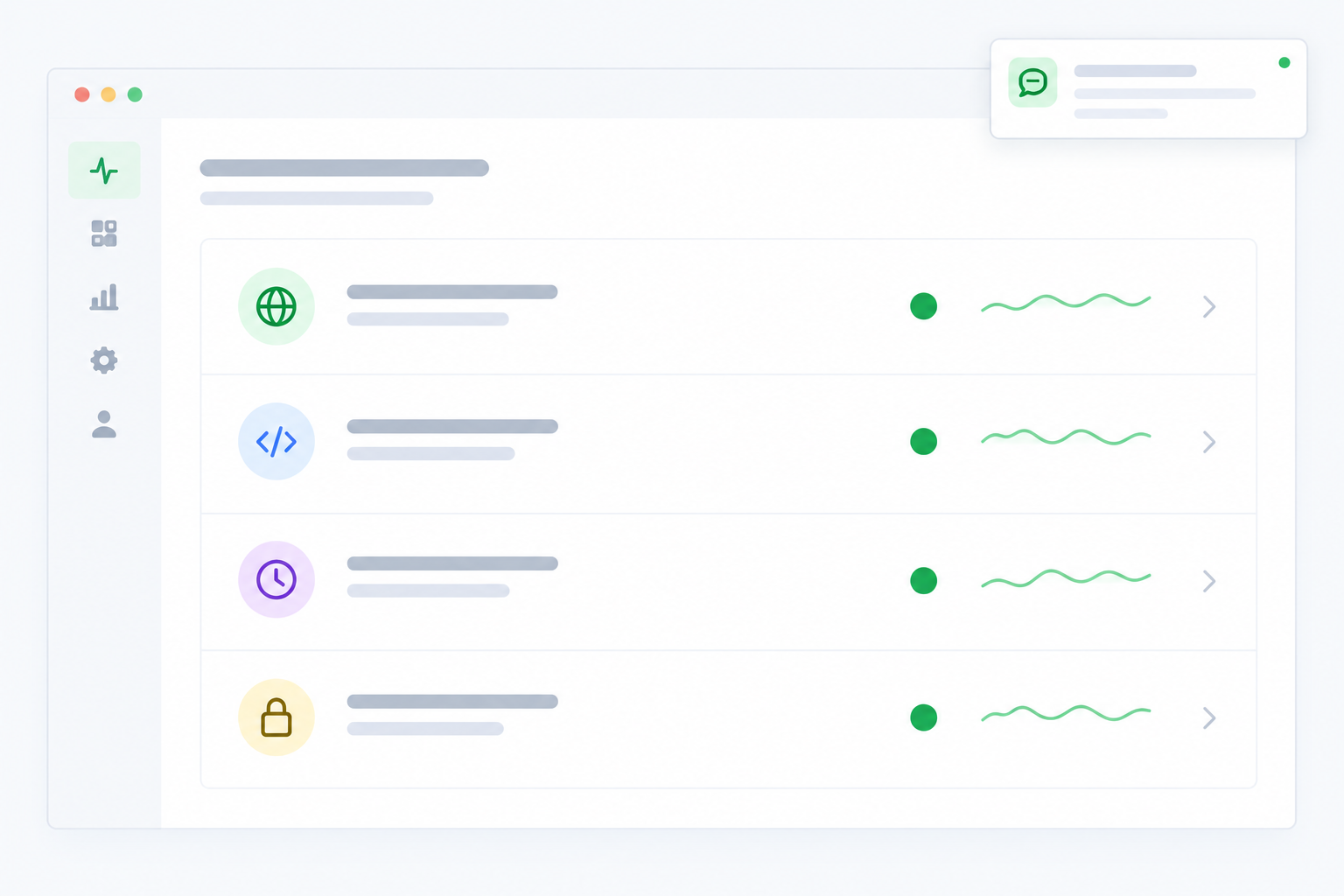Illustration: Stylised screenshot-style mockup of a monitoring dashboard showing a list of monitors including an HTTP check, an API check, a heartbeat for a cron job and an SSL expiry monitor, with green status dots and a Slack alert notification in the corner for Uptime Monitoring on a Budget: Affordable Tools for Small Teams