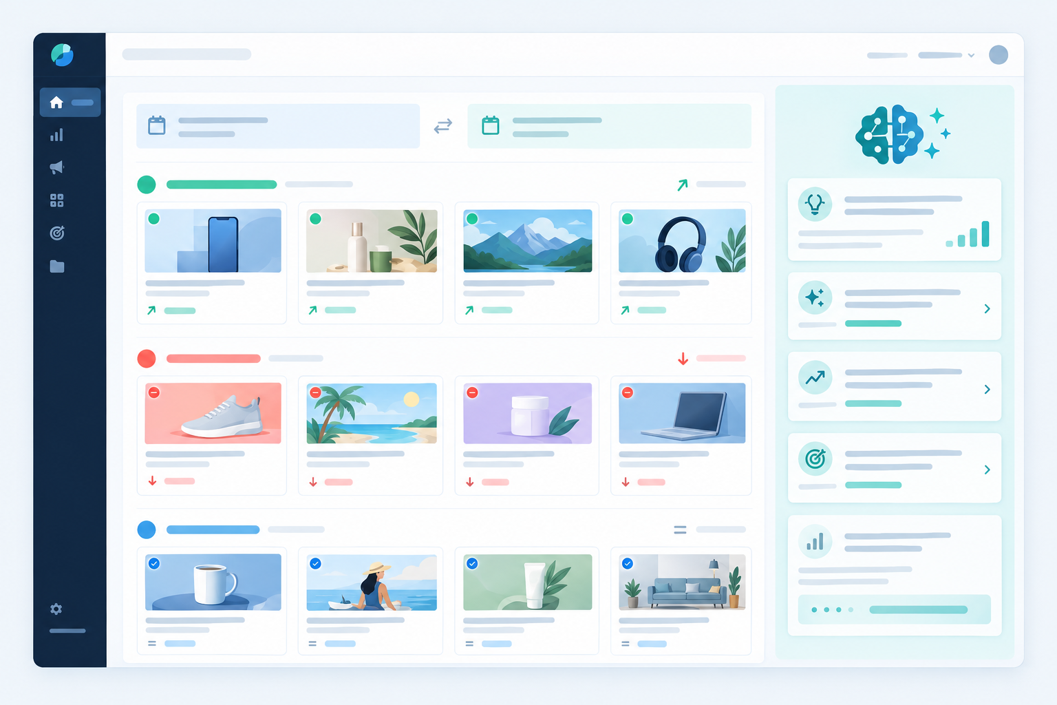 Illustration: A screenshot-style mockup of a competitor ad monitoring dashboard showing a week-over-week diff with new, stopped and continuing ads, plus an AI strategic analysis panel on the side for What a Senior Media Buyer Looks for in Rival Ad Accounts
