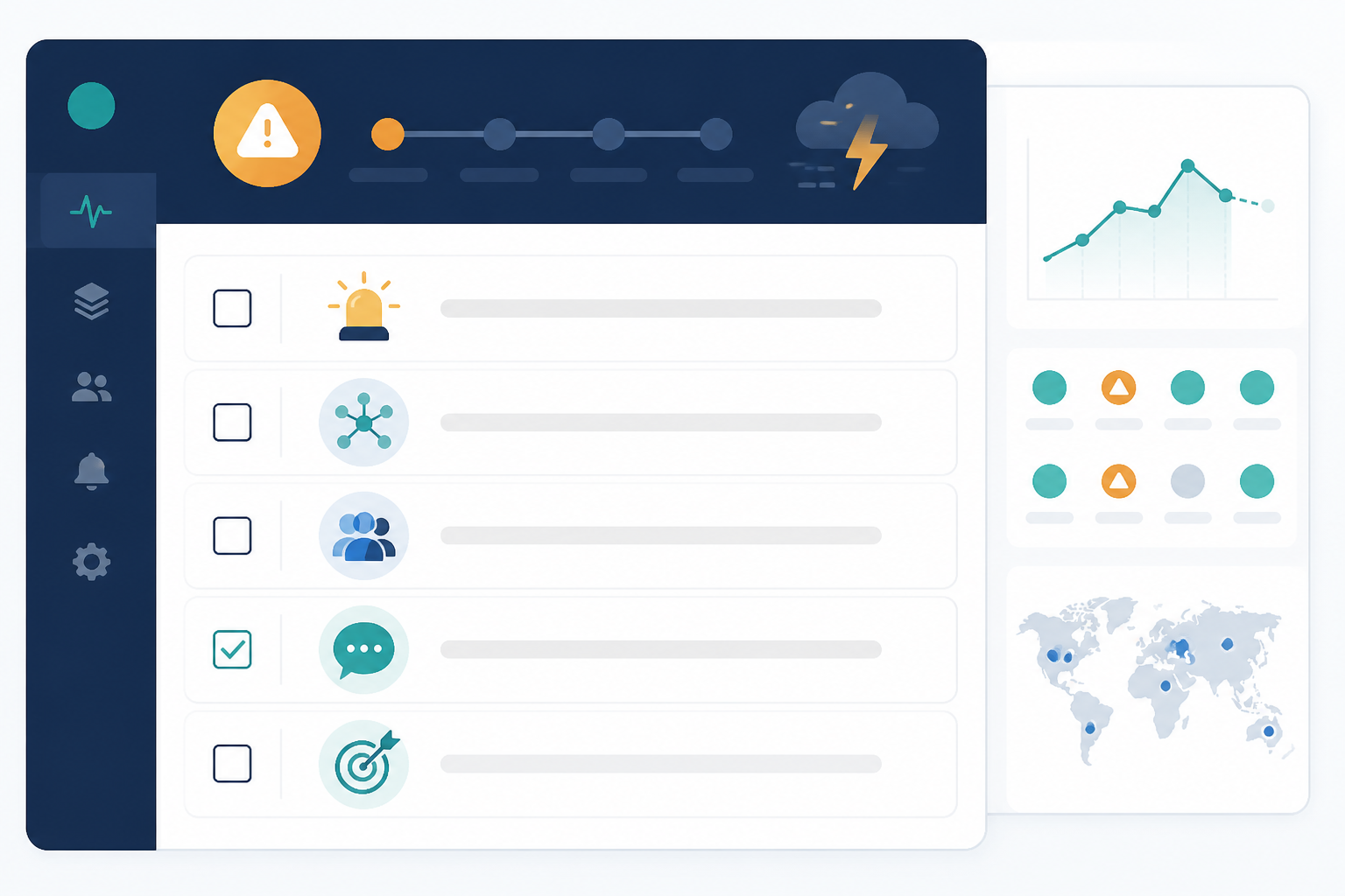 Infographic: A clean checklist-style infographic with five checkboxes representing status page best practices, in a minimal flat design style matching a SaaS dashboard aesthetic for What to Include on Your Public Status Page During an Incident