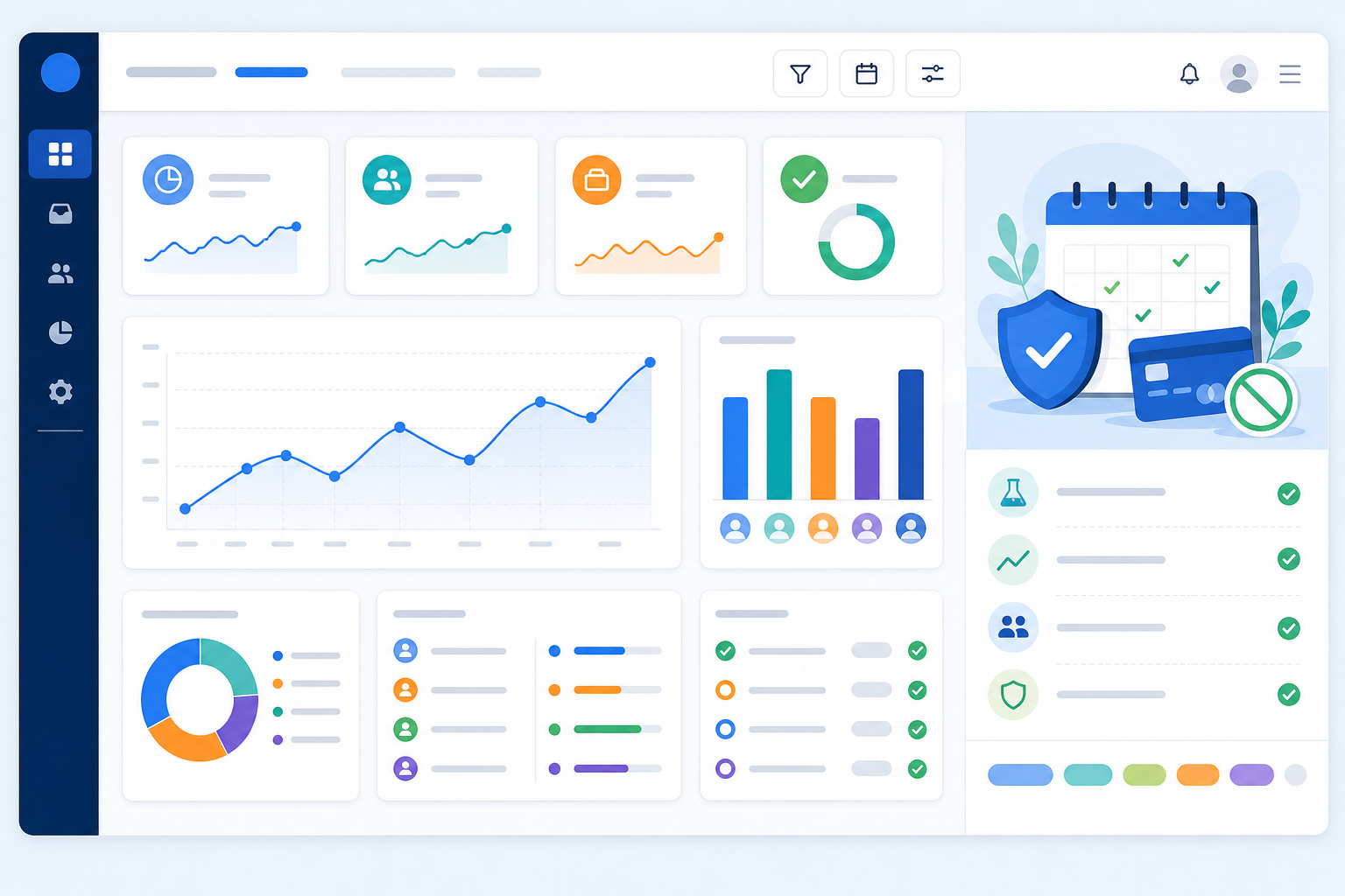 Infographic: Clean infographic-style dashboard showing sample reporting metrics like response time and team performance, with tags and filter icons alongside for What to Test During Your 7-Day Free Trial (No Card Needed)