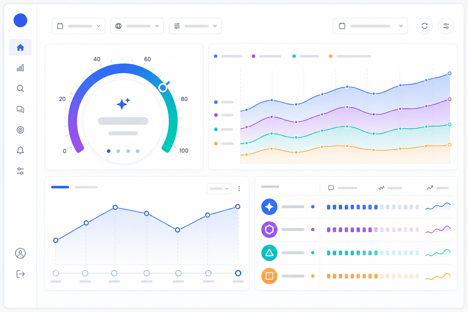 Chart: A screenshot-style mockup of a visibility monitoring dashboard showing a 0-100 AI visibility score, share of voice chart, and competitor mention tracker over a weekly timeline for Why AI Recommends Some SaaS Products and Not Others