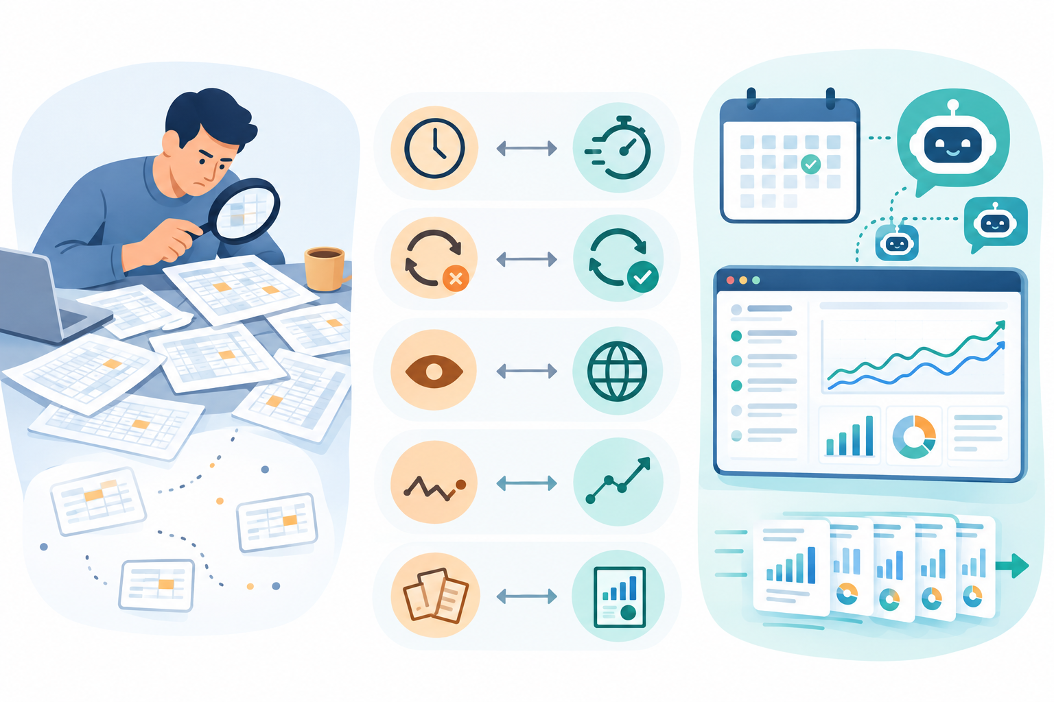 Comparison: Comparison table of manual spreadsheet sampling versus automated daily monitoring across effort, consistency, engine coverage, trend quality, and reporting readiness for Why ChatGPT Answers Change Daily and How to Track Your Brand