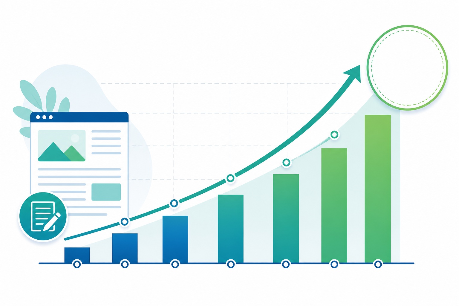Infographic: A simple infographic highlighting a 340 percent organic traffic increase over six months, shown as an upward trending arrow with a percentage callout for Why Consistent Blogging Builds Long-Term SEO Value