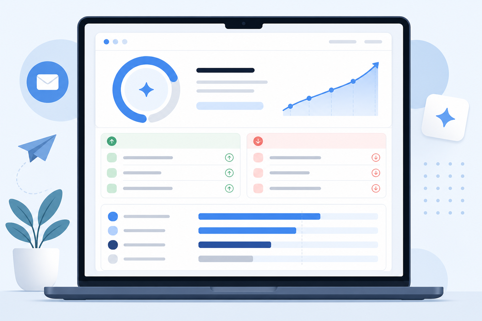 Comparison: A sample weekly AI visibility digest email mockup showing a visibility score of 68 with a small upward trend arrow, a list of gained/lost citations, and a competitor comparison bar, in a clean SaaS dashboard style with soft blue and grey tones for Why Solo Founders Need a Weekly AI Visibility Digest